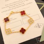 V C A Magic Alhambra Yellow Gold Metal Bracelet Carnelian with Diamonds